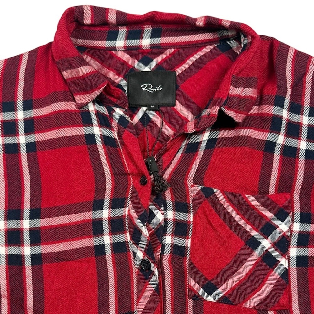 Rails Hunter Button Down Shirt Womens Medium Red Plaid Flannel Long Sleeve